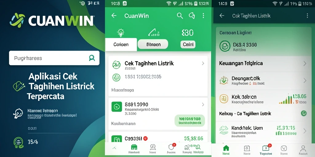 Antarmuka aplikasi CUANWIN yang menampilkan informasi tagihan listrik.