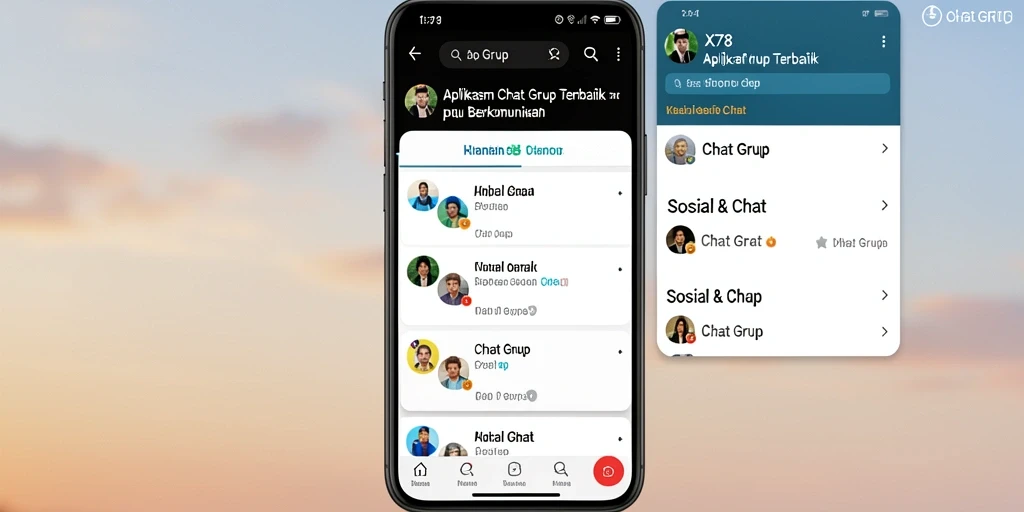 Tampilan antarmuka aplikasi X78 untuk Chat Grup yang menarik.